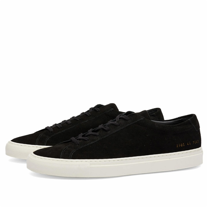Photo: Common Projects Men's Achilles Low Waxed Suede Sneakers in Black