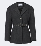 Ganni Belted wool and cashmere-blend blazer