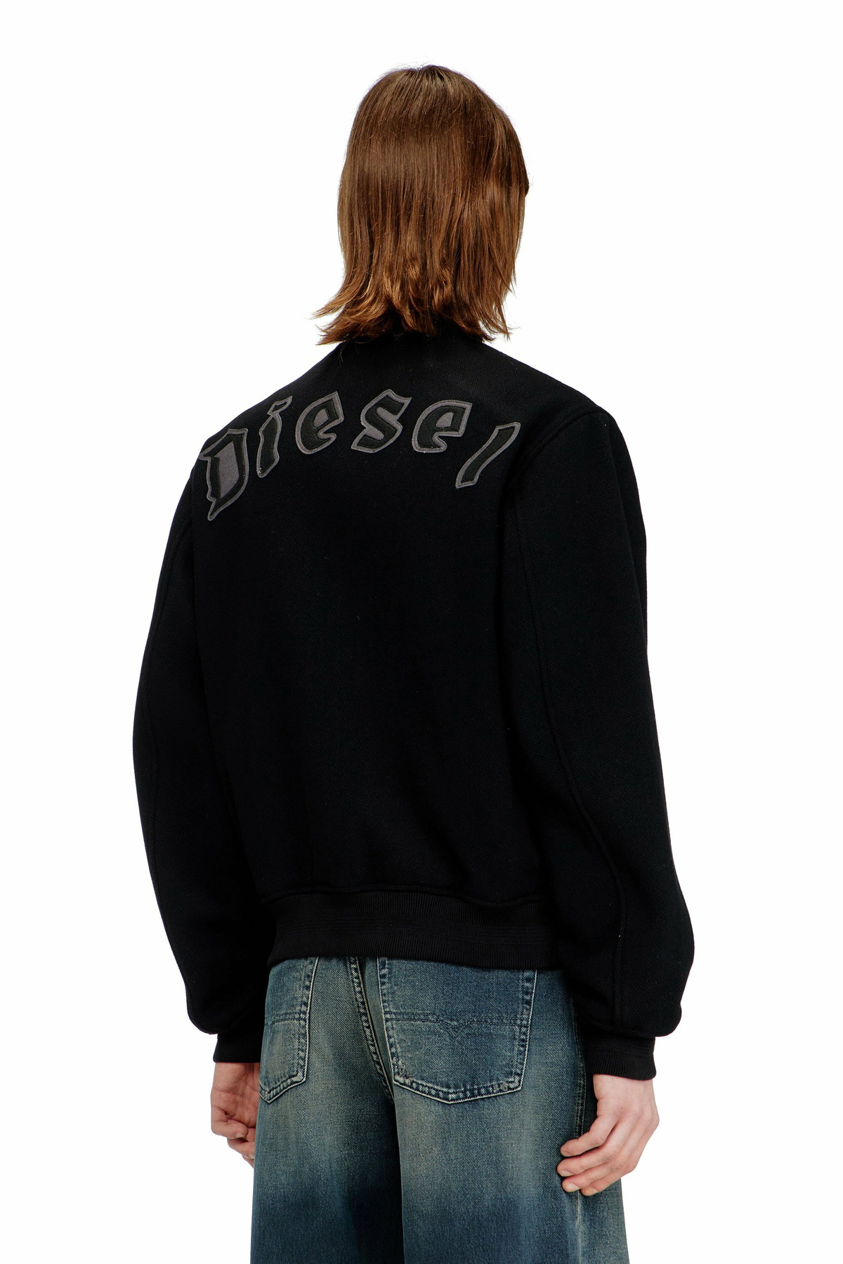 Diesel Bomber jacket in felted wool blend - Jackets Mens in Black