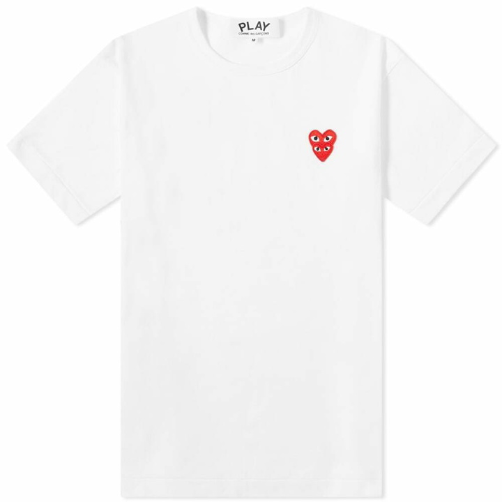 Photo: Comme des Garçons Play Men's Overlapping Heart T-Shirt in White/Red