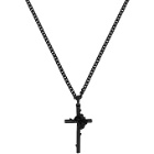Dsquared2 Gunmetal Roses Cross Necklace