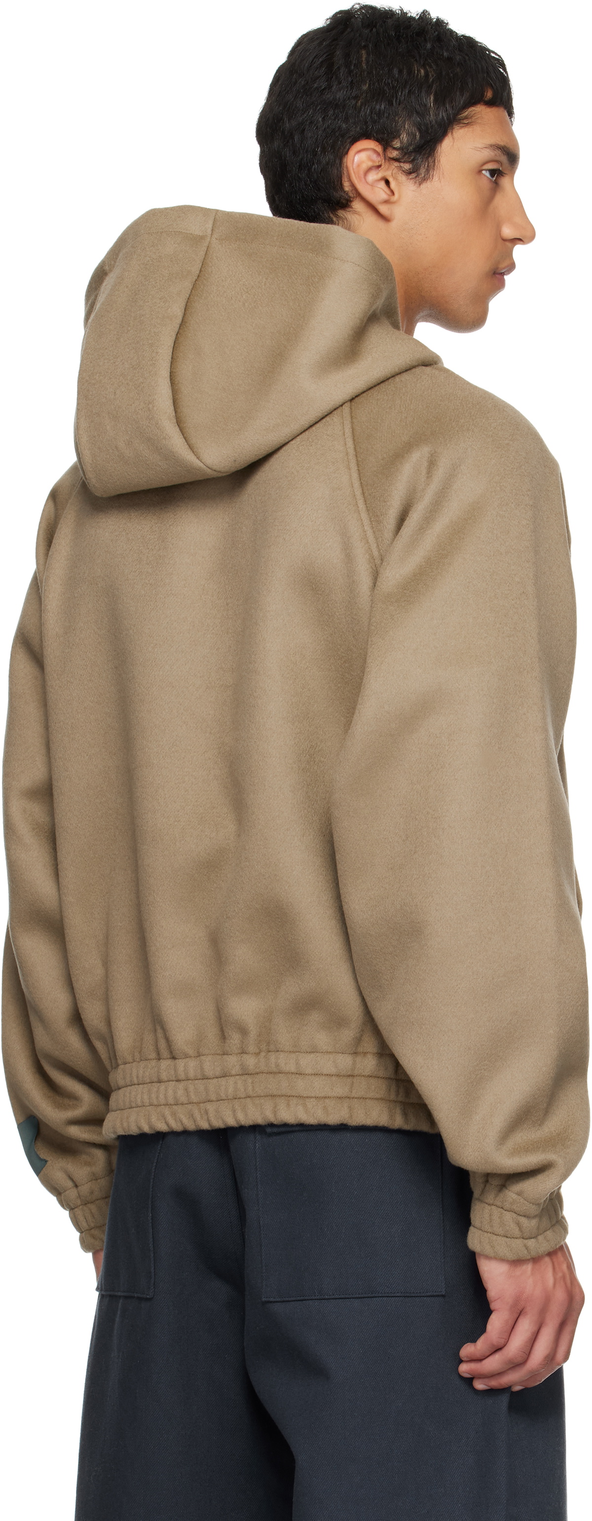 Reese Cooper Gray Merino Wool Quarter Zip Hoodie