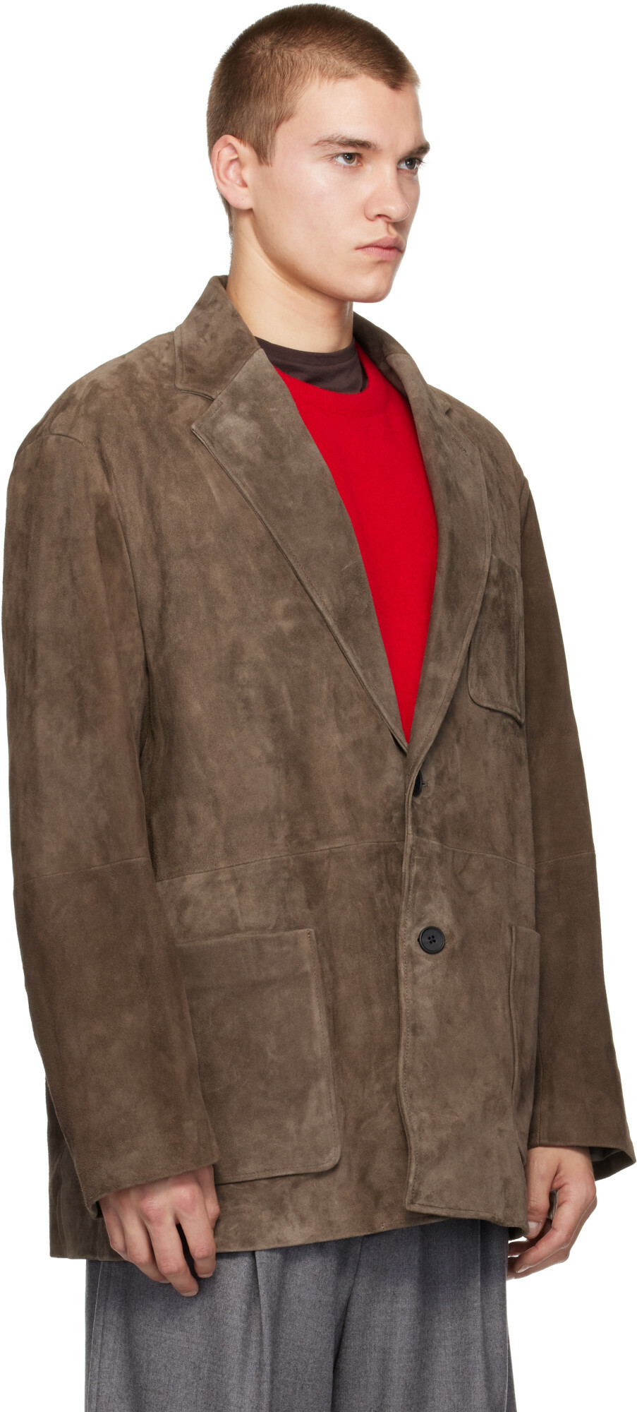 ssstein Brown Goat Suede Blazer