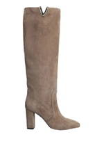 Via Roma 15 High Heels Boots In Beige Suede