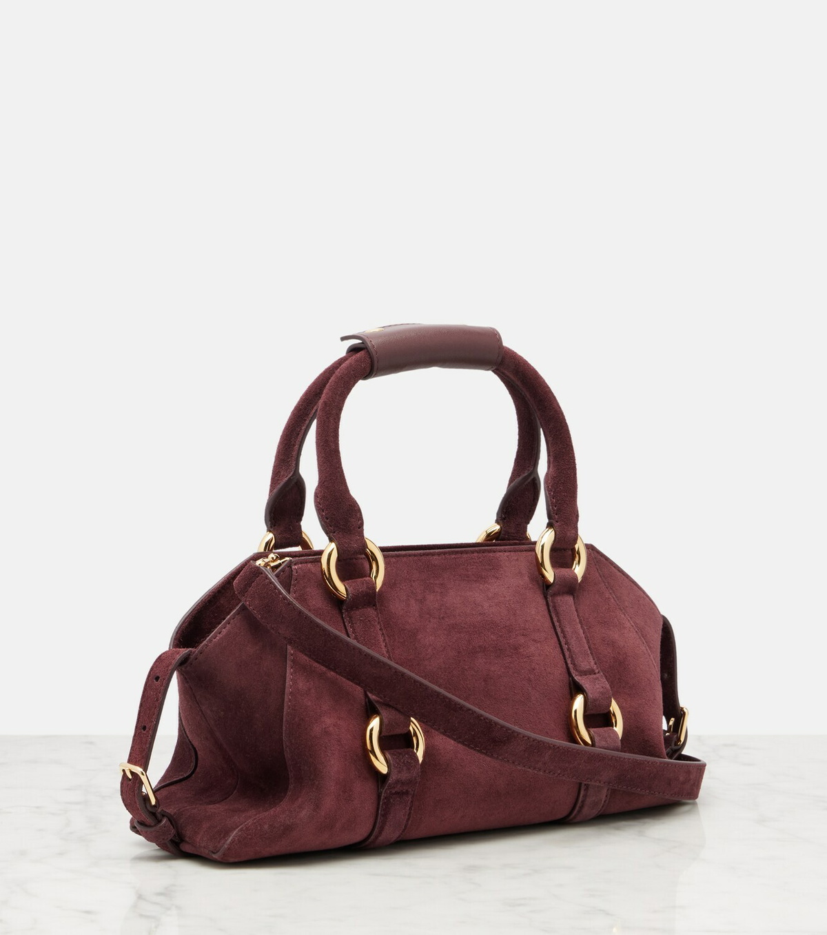 McQueen Farringdon Small suede tote bag