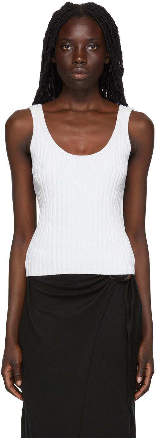 Vince White Cotton Tank Top Vince