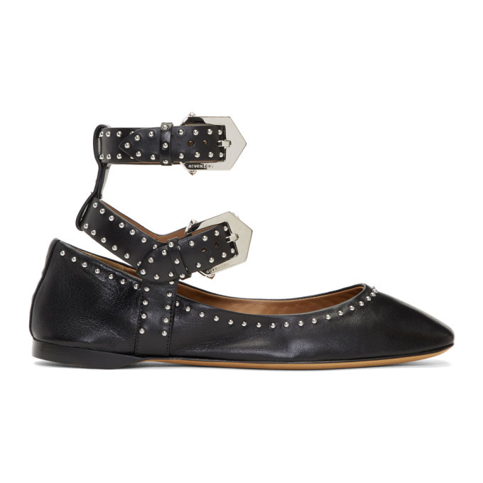 Givenchy Black Double Buckle Soft Ballerina Flats Givenchy