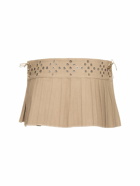 LUDOVIC DE SAINT SERNIN - Pleated Studded Denim Mini Skirt