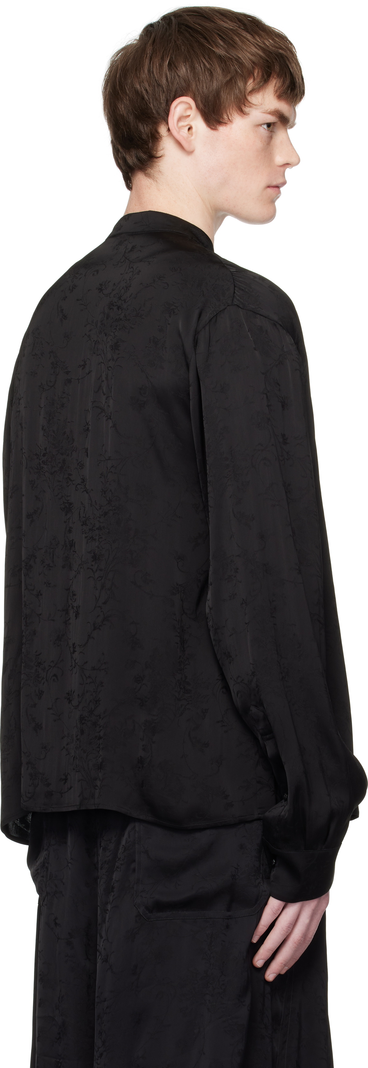 Ann Demeulemeester Black Adrik Stand Collar Open Front Shirt