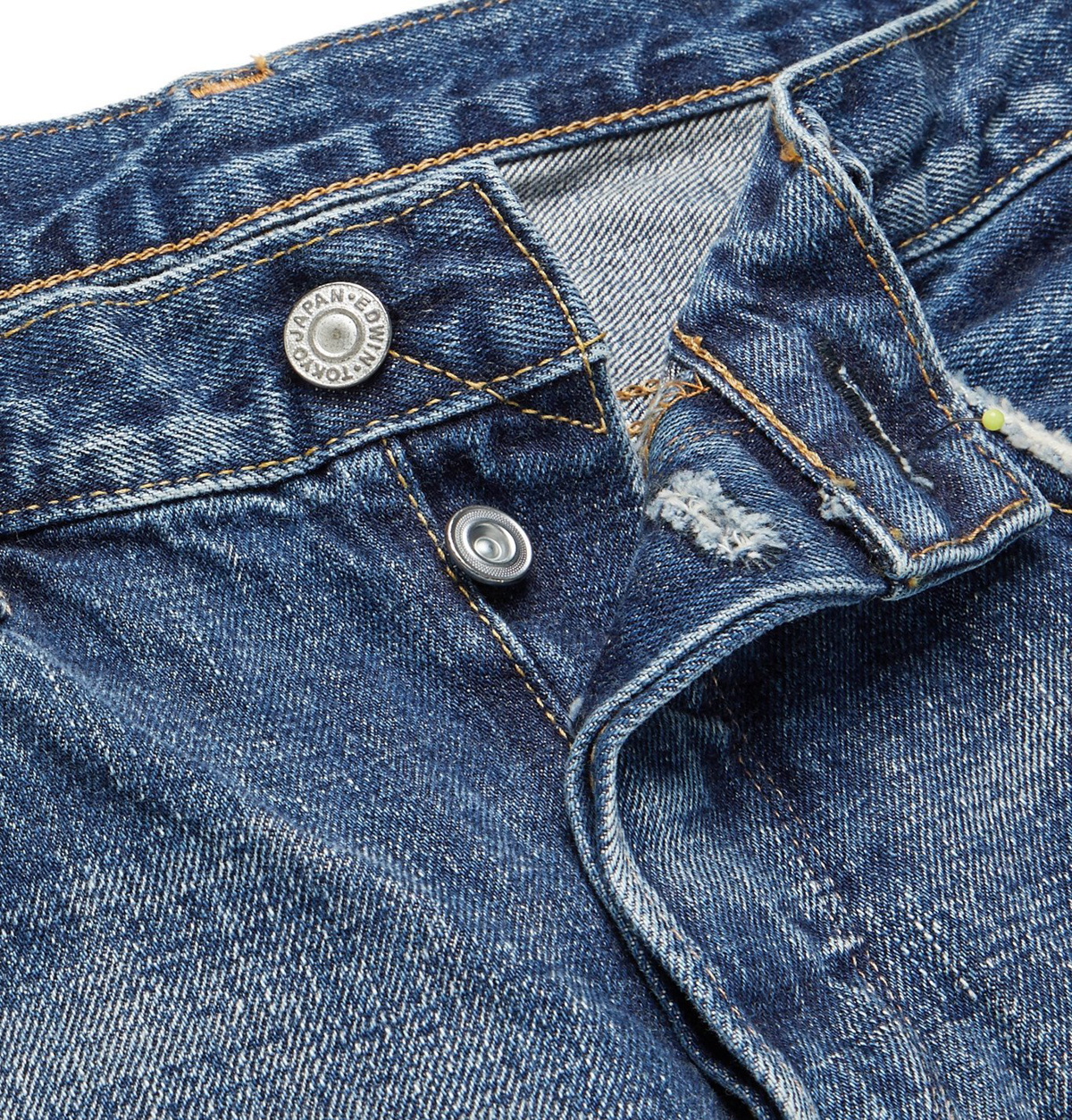 EDWIN - Slim-Fit Tapered Distressed Selvedge Denim Jeans - Blue Edwin
