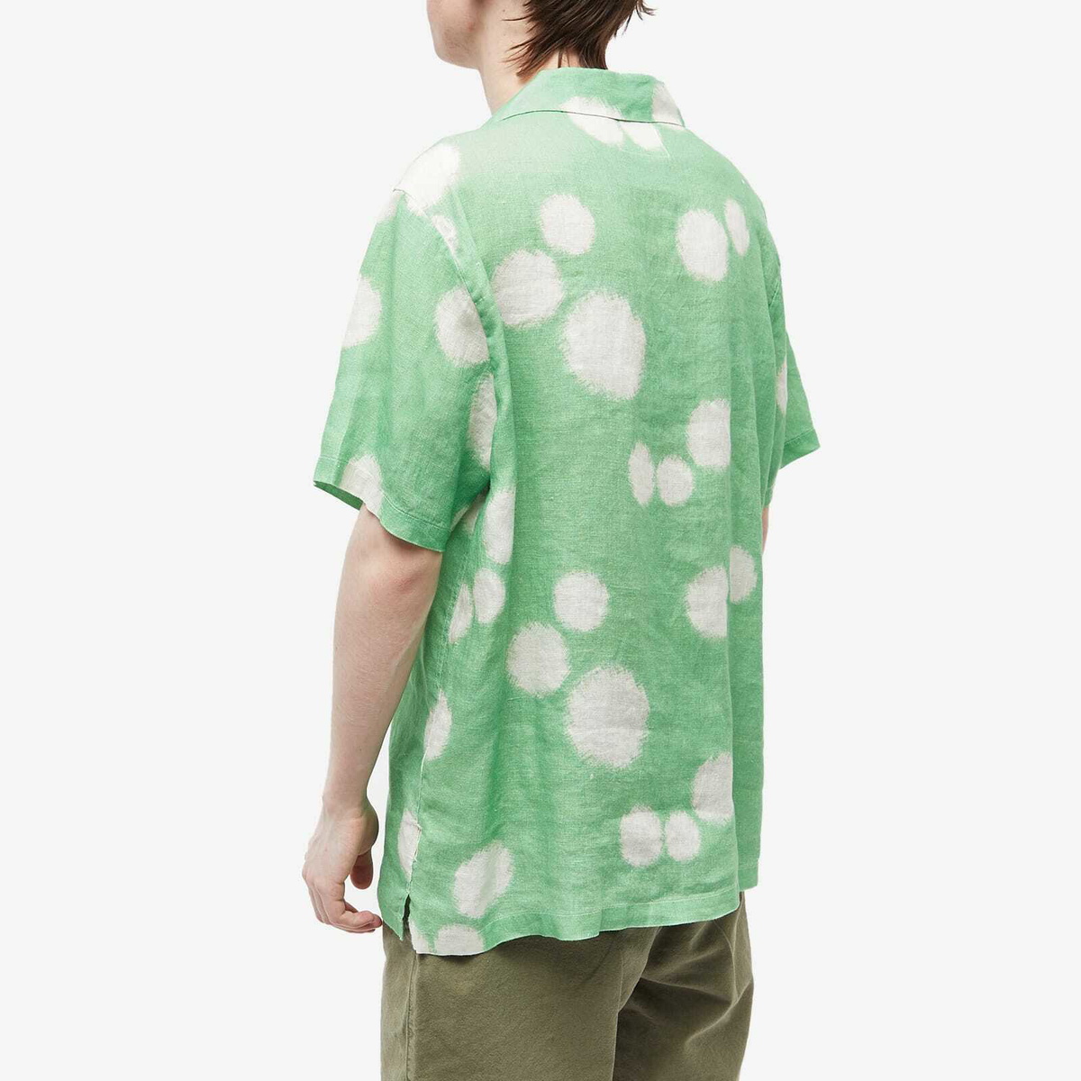 Folk Men's Dot Print Vacation Shirt in Green Folk