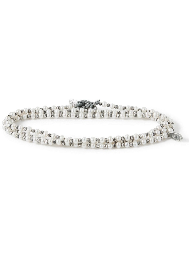 Photo: M. Cohen - Agora Silver Pearl Wrap Bracelet - Silver