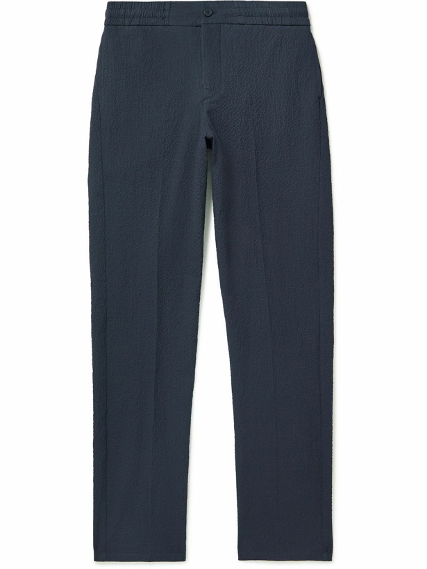 Photo: Orlebar Brown - Cornell Stretch-Cotton Seersucker Tapered Trousers - Blue