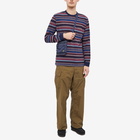 Beams Plus Men's Long Sleeve Indigo Native Stripe T-Shirt in Red