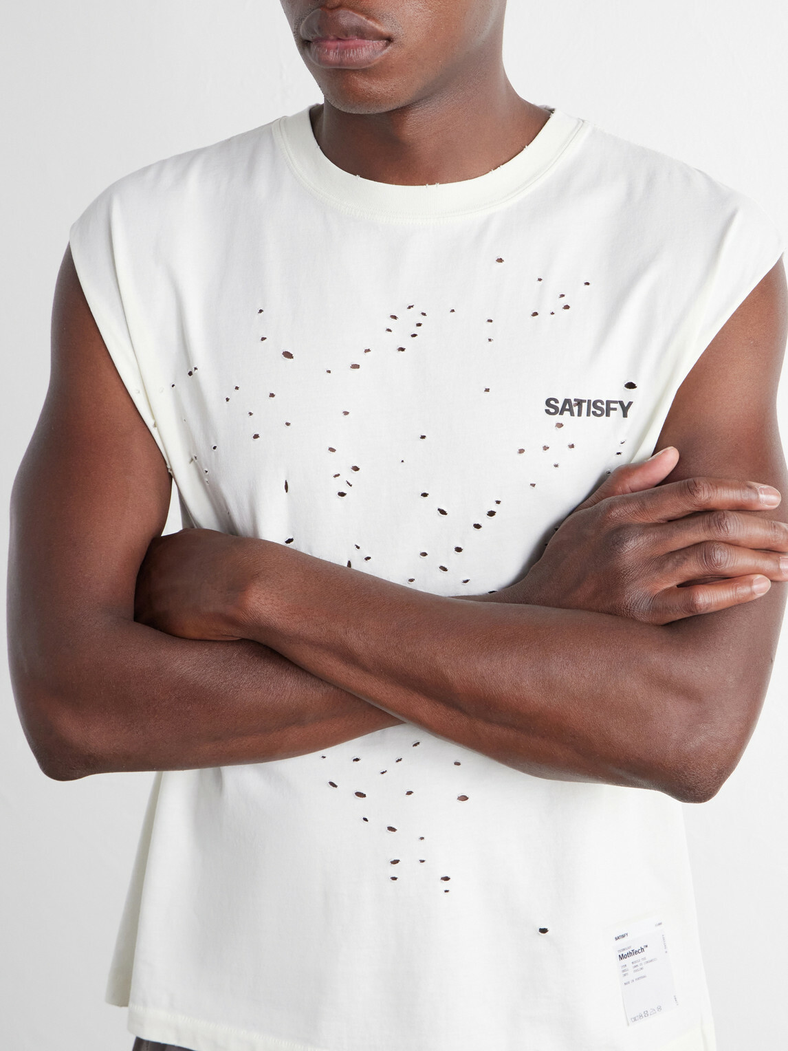 Satisfy - Distressed Logo-Print MothTech™ Organic Cotton-Jersey Tank Top - Neutrals