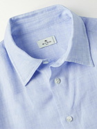 Etro - Slim-Fit Logo-Embroidered Linen Shirt - Blue