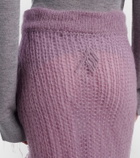 The Attico Feather-trimmed knitted midi skirt