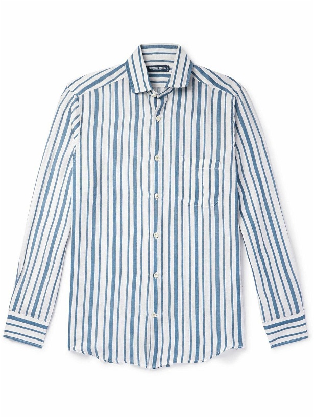 Photo: Frescobol Carioca - Emilio Striped Linen Shirt - Blue