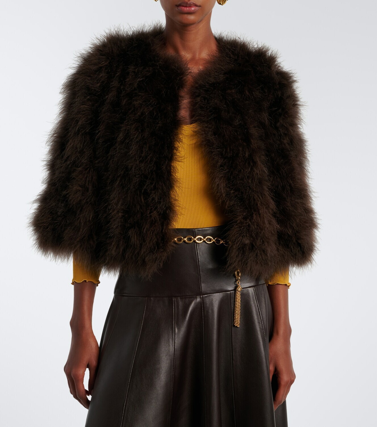 Yves Salomon Cropped feather jacket