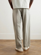 LEMAIRE - Straight-Leg Belted Silk-Blend Trousers - Gray