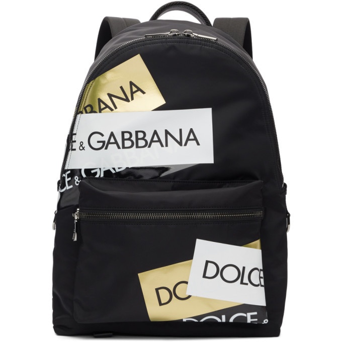 Photo: Dolce and Gabbana Black Logo Tape Backpack