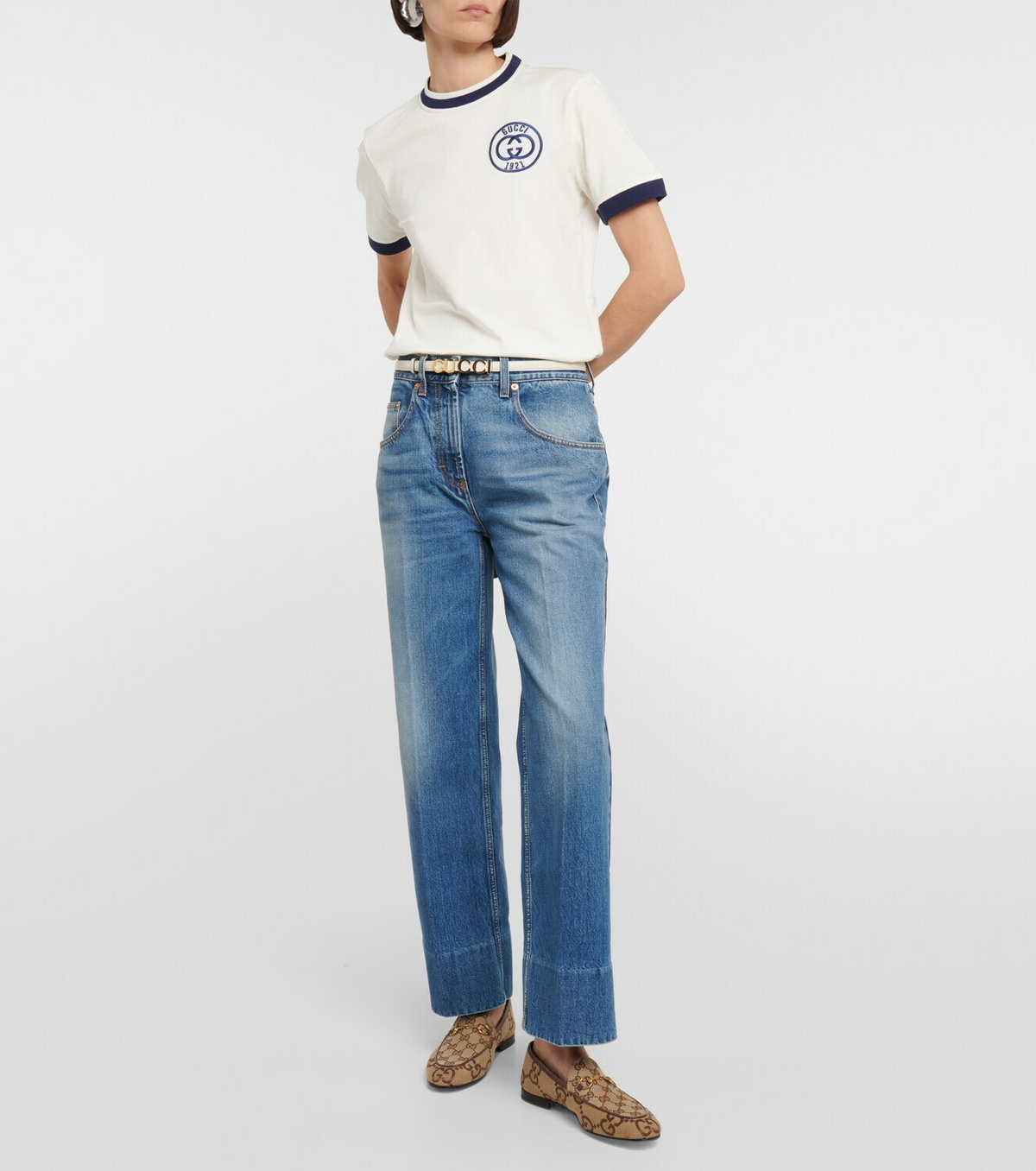 デニム・ジーパン Gucci Wide Leg Petite Fit Jeans Gucci wide-leg Jeans | Blue | FARFETCH