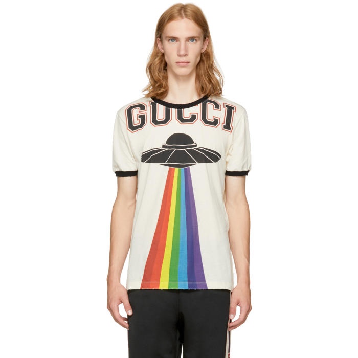 Photo: Gucci White Embroidered Logo T-Shirt 