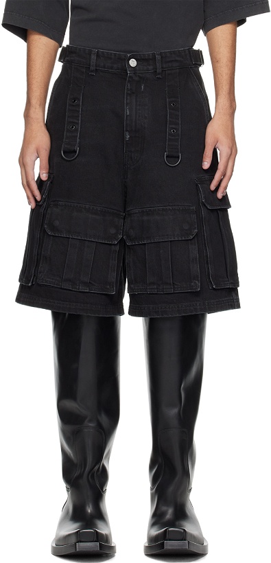 Photo: VETEMENTS Black Multipocket Denim Shorts