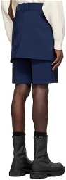 We11done Navy Polyester Shorts