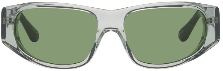 Photo: Dries Van Noten Grey Linda Farrow Edition Rectangular Sunglasses