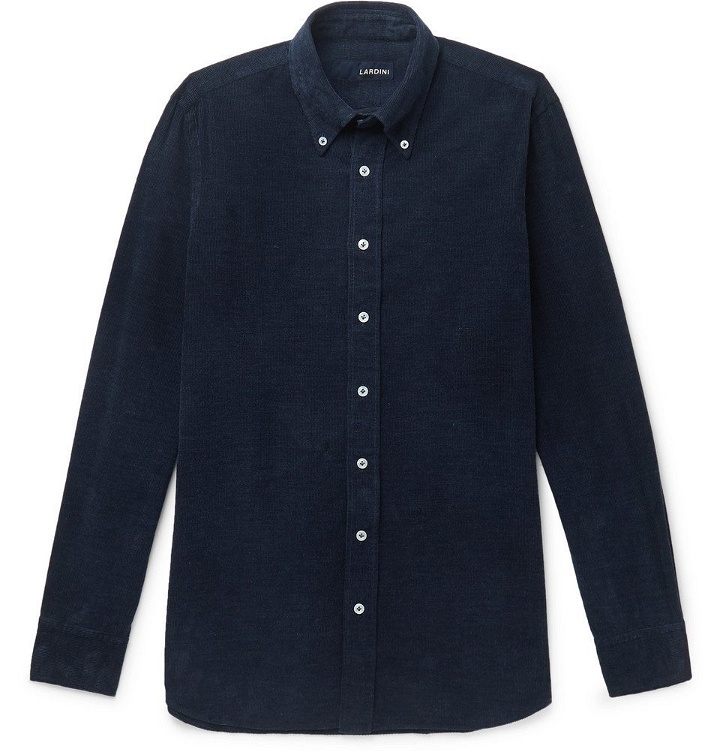 Photo: Lardini - Button-Down Collar Cotton-Corduroy Shirt - Navy