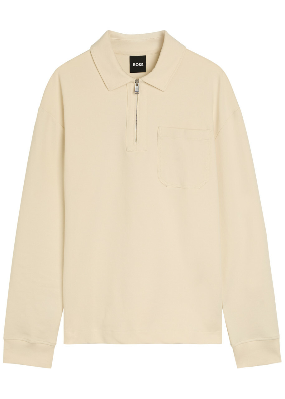 Boss Half-zip Cotton-blend Sweatshirt Beige
