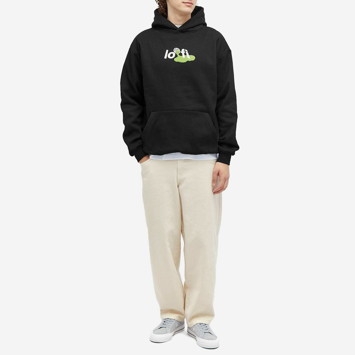 Lo-Fi Men's Paint Logo Hoodie in Black