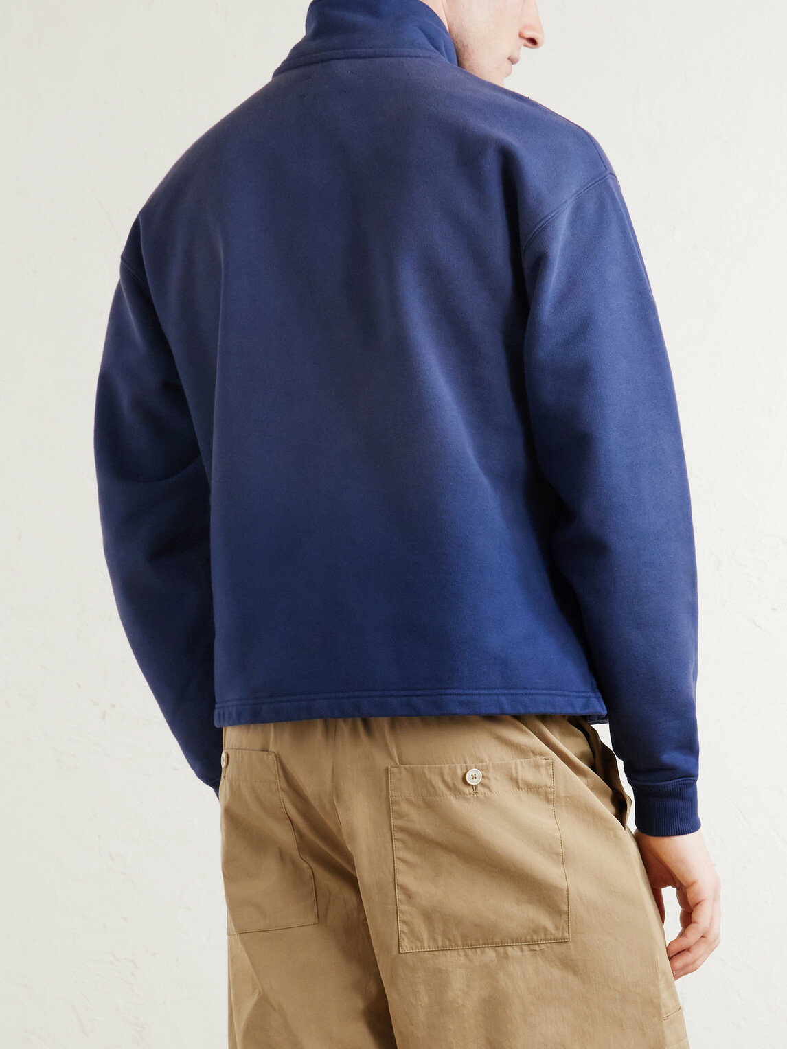 Aimé Leon Dore - Logo-Embroidered Cotton-Jersey Half-Zip Sweatshirt - Blue