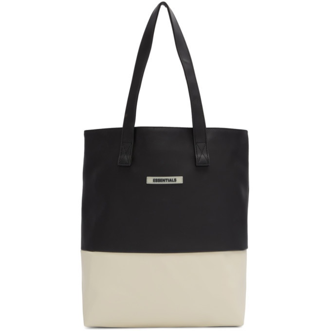 Photo: Essentials Black and Off-White Coated Canvas Tote