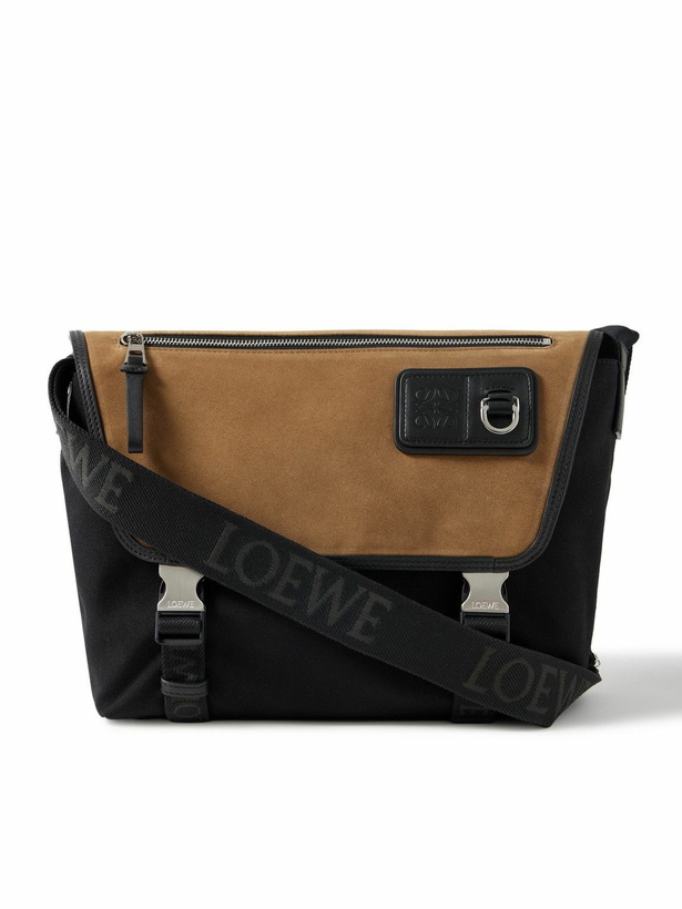 Photo: LOEWE - Leather-Trimmed Suede and Canvas Messenger Bag