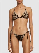 DOLCE & GABBANA Leopard Print Jersey Bikini Top