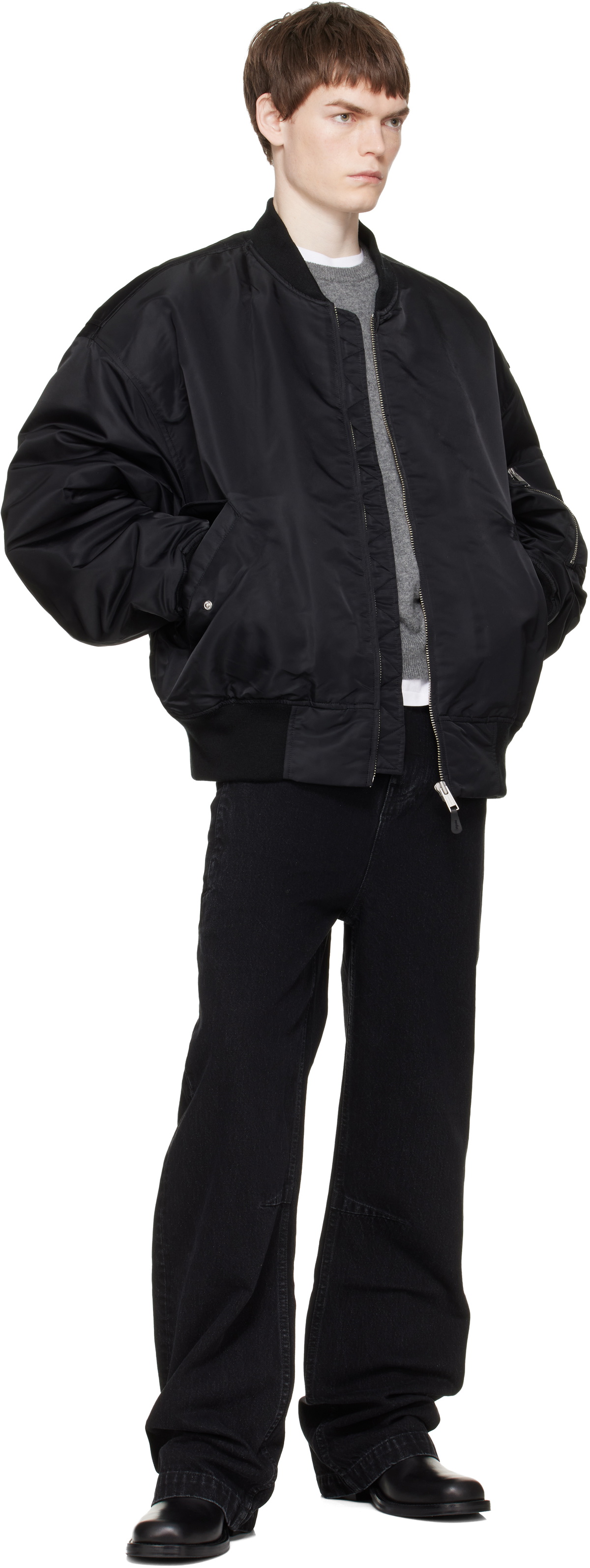 Entire Studios Black Broad Bomber Jacket