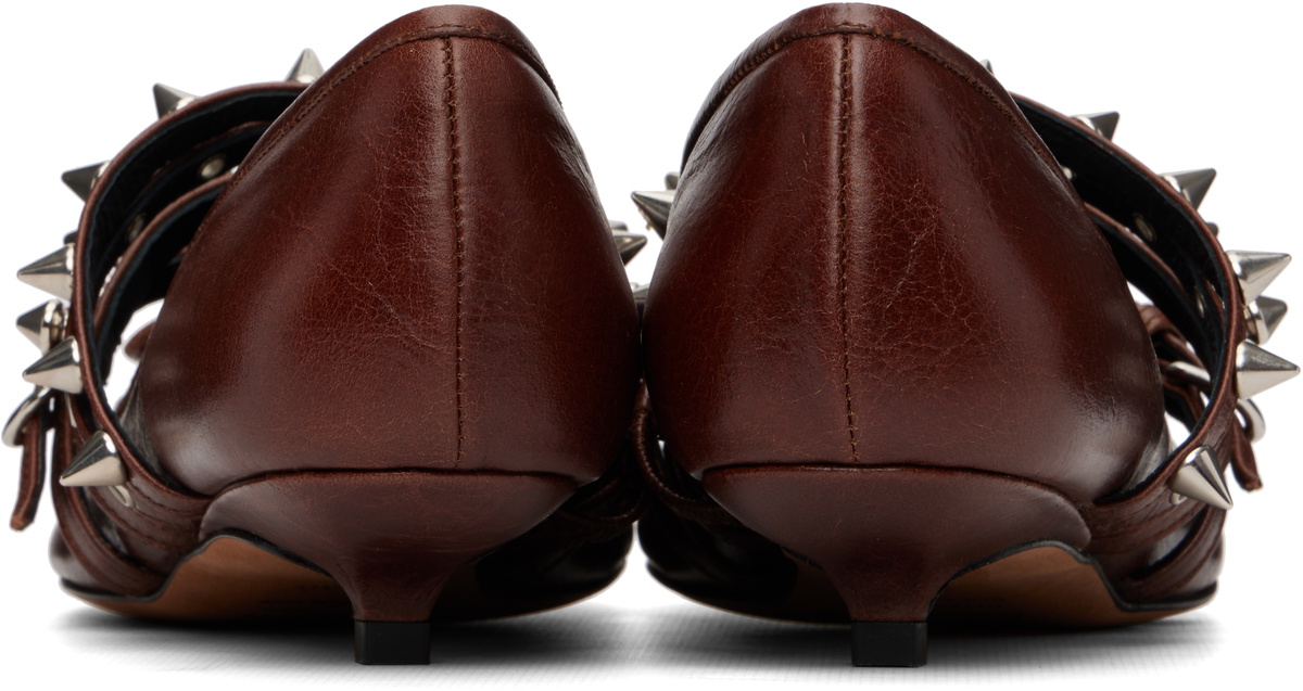 ABRA Brown Kitten Spike Ballerina Heels