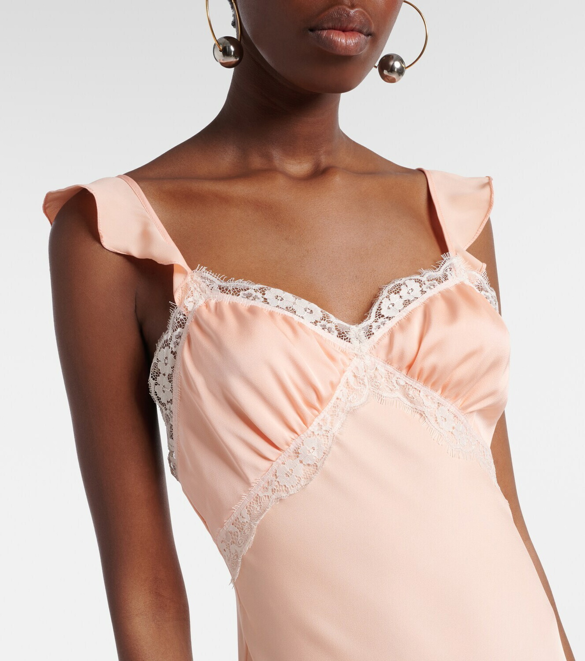 Faithfull Sella lace-trimmed satin maxi dress