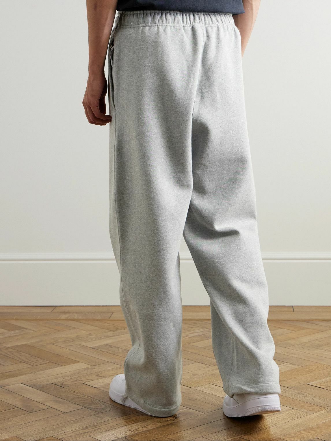 Nike - Straight-Leg Logo-Embroidered Cotton-Blend Jersey Sweatpants - Gray