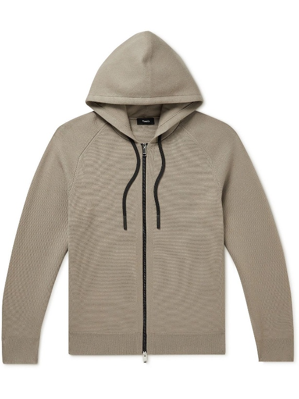 Photo: Theory - Jago Stretch-Knit Zip-Up Hoodie - Neutrals