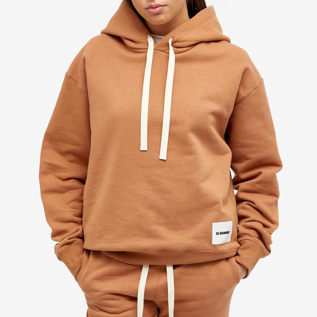 Jil Sander Women's Plus Patch Logo Hoodie in Hazel