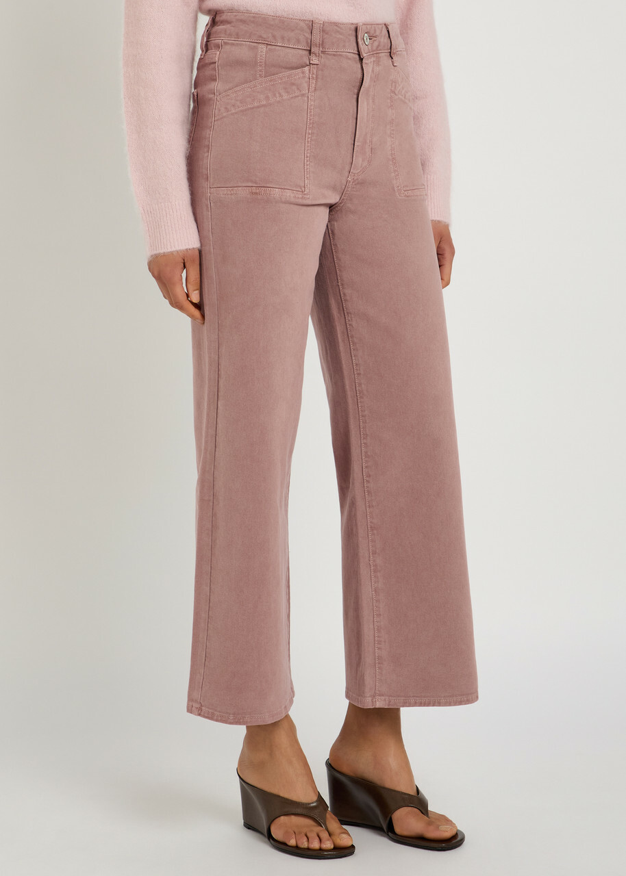 Paige Anessa Cropped Wide-leg Jeans Pink