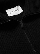 Frame - Ribbed Wool Half-Zip Sweater - Black