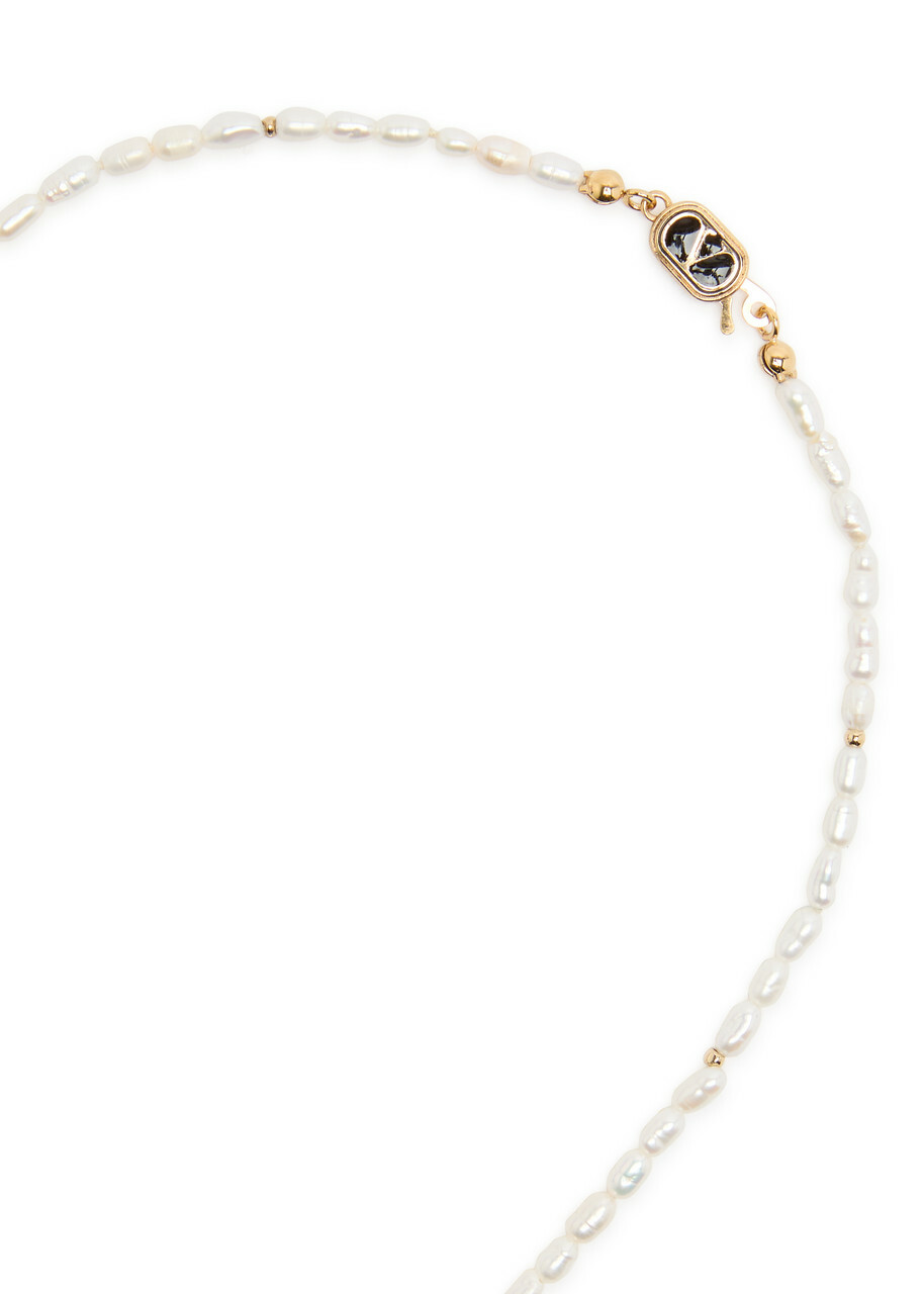 Valentino Ovalette Beaded Pearl Necklace - Silver - One Size
