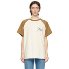 Rhude Off-White and Tan Raglan Logo T-Shirt