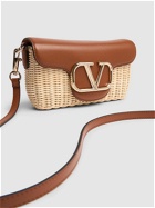 VALENTINO GARAVANI Locò Straw & Leather Shoulder Bag