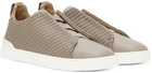 ZEGNA Gray PELLETESSUTA Triple Stitch Sneakers