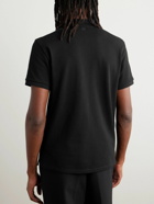 AMI PARIS - Logo-Embroidered Organic Cotton-Piqué Polo Shirt - Black